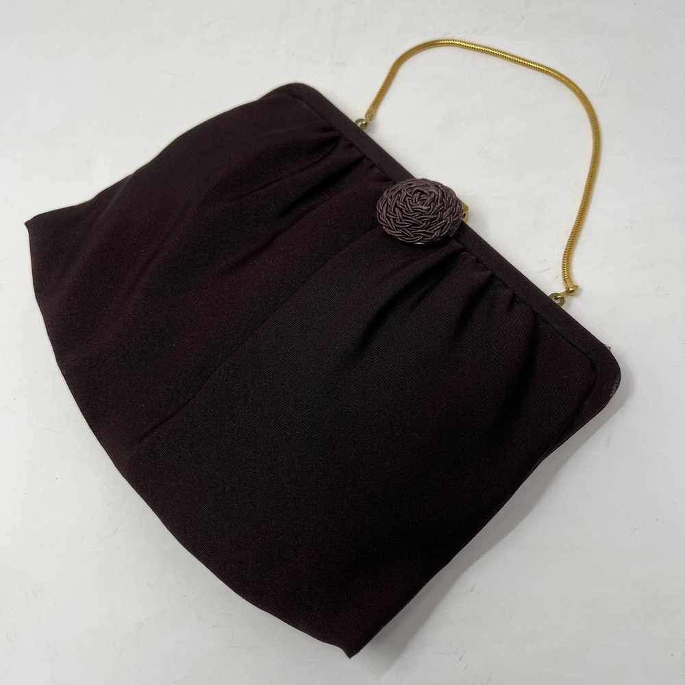 Vintage Millay Brown‎ Handbag Purse With Gold Metallic Rope Chain Handle - Picture 8 of 15